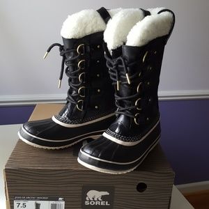 Sorel waterproof leather shearling snow boots